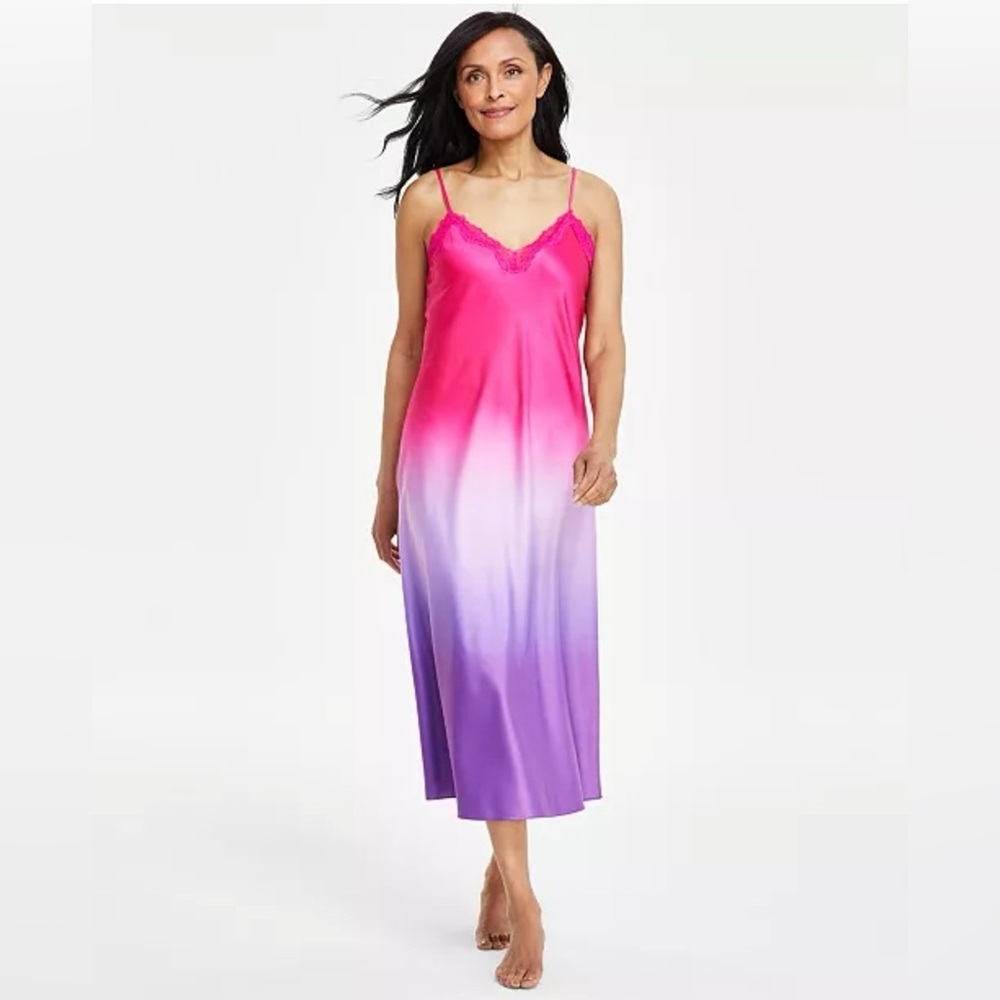 I.n.c. International Concepts Women's Lace-Trim Satin Nightgown, Med, Lg & XL